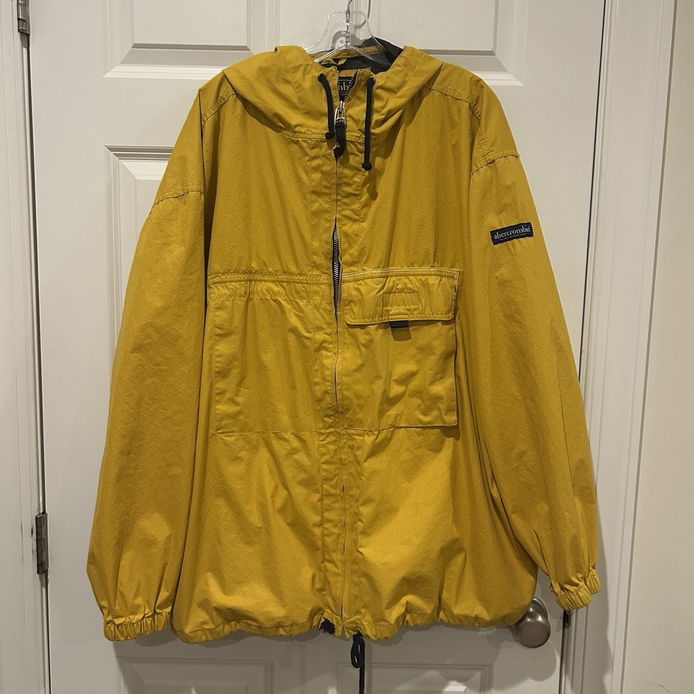 VTG Abercrombie & Fitch Yellow Hydrophobic Shell Windbreaker Jacket Men's XL